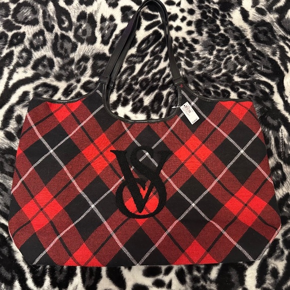 New With Tag Victoria’s Secret Red and Black Plaid Tote - Picture 1 of 5